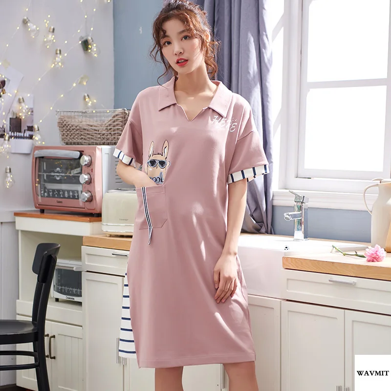 WAVMIT 2020 весна лето женская короткая хлопковая ночная рубашка для дома Женская