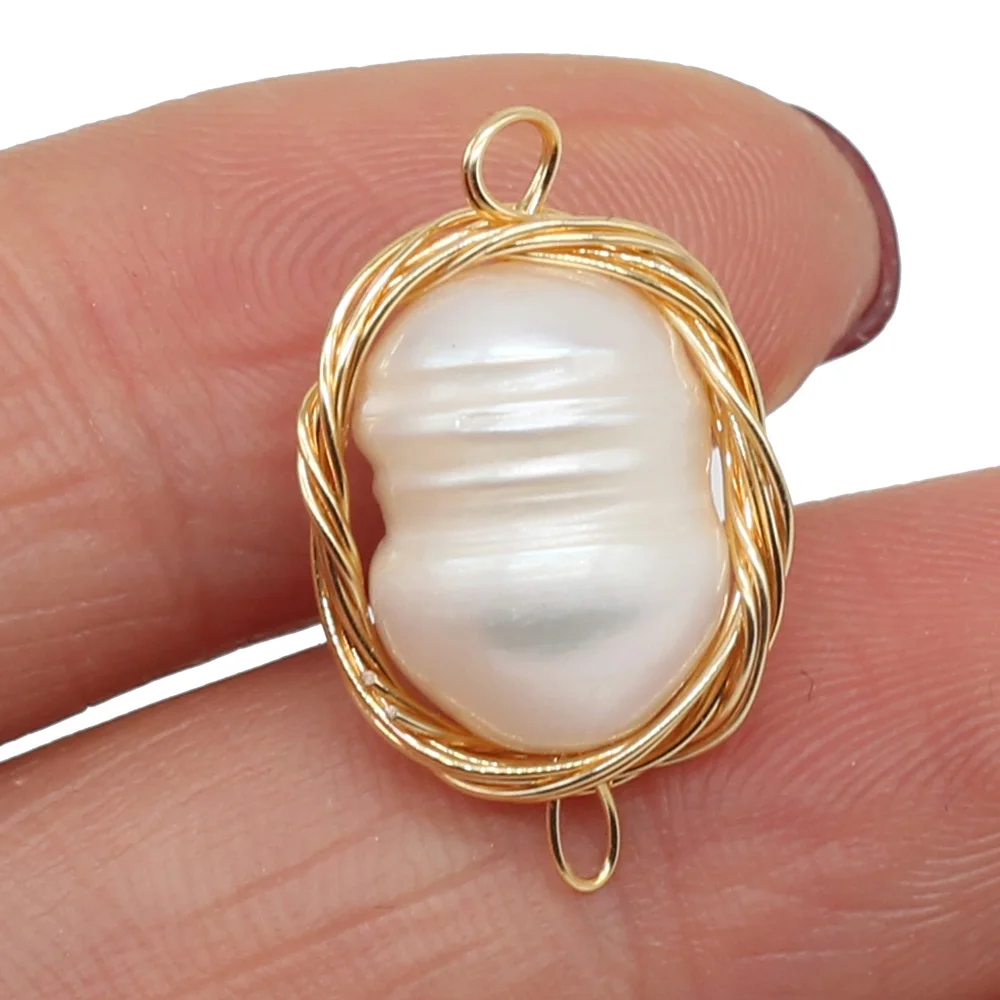 

Natural Pearl Connector Around Copper Wire For DIY Bracelet High Quality Exquisite Design Jewelry Size