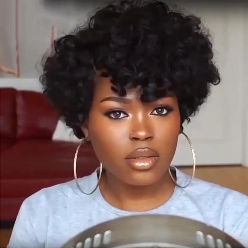 

Afro Curly Wig Short Fluffy Black Synthetic Wigs for Black Women Daily Fake Hair Wig Natural Looking