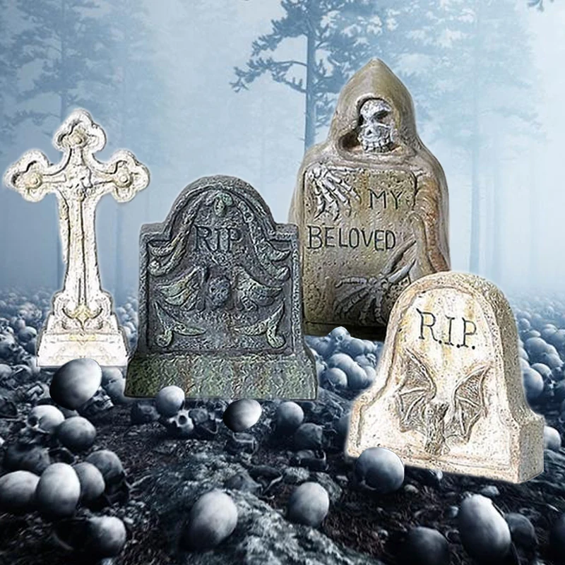 

Новое украшение для Хэллоуина, надгробие из смолы, Декор для дома, сада, вечеринки, бар, украшение для Хэллоуина, искусственное уличное украш...