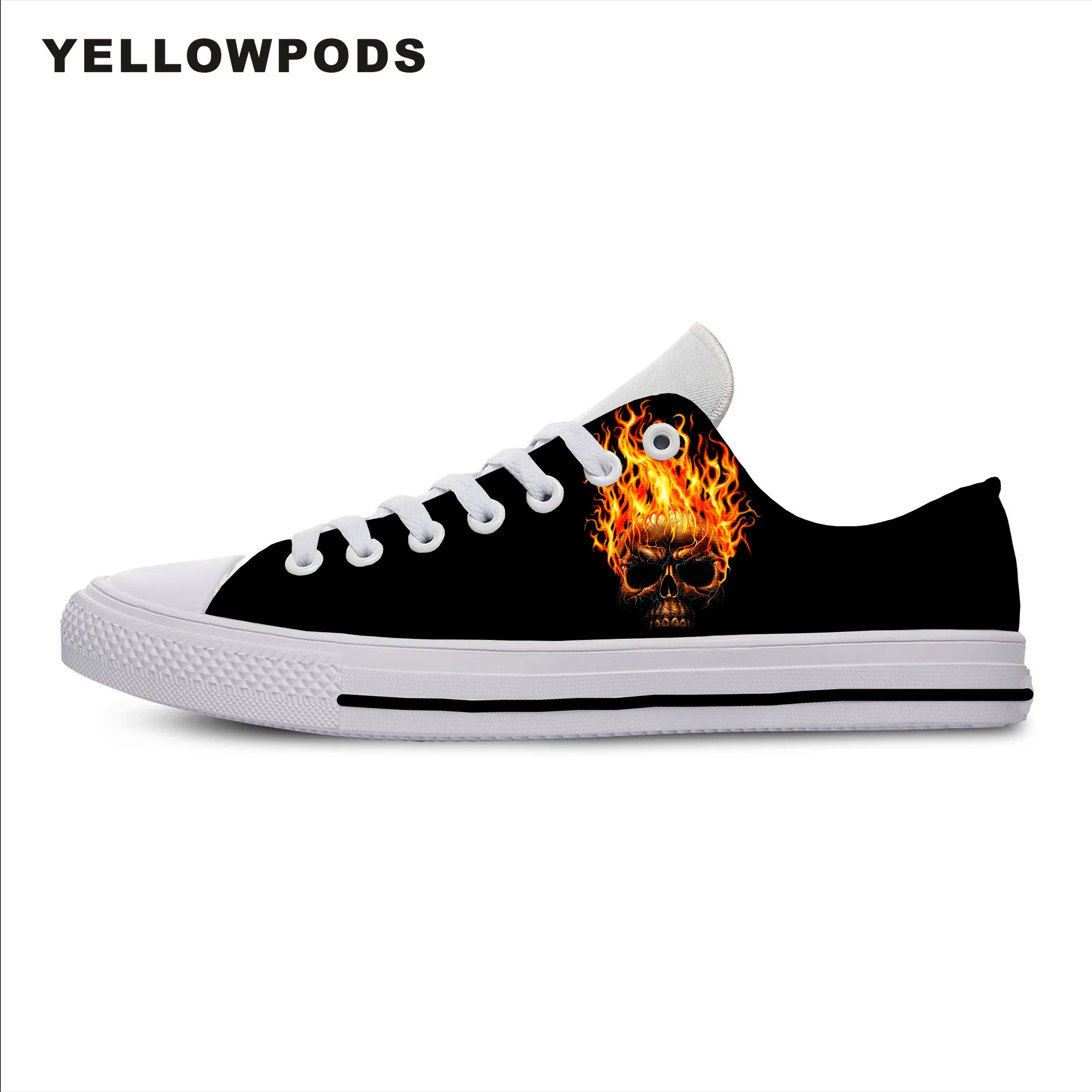 

Mens Shoes Casual New Fashion Skull Men/women Yellow Flame Anime Angry 3d Printed Hip Hop New Shoes Customized White Brand Shoes