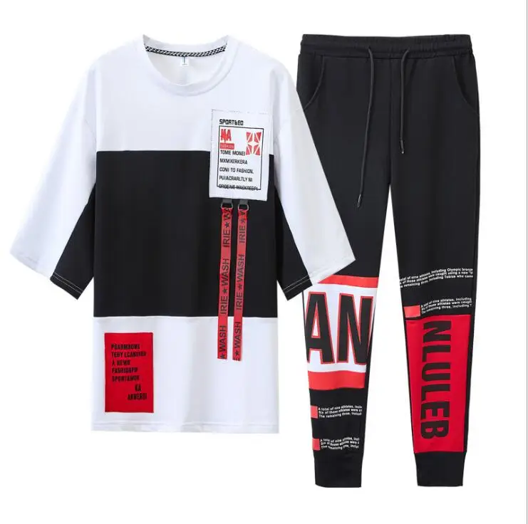 Мужская Японская уличная одежда летние лоскутные Футболки с коротким рукавом +