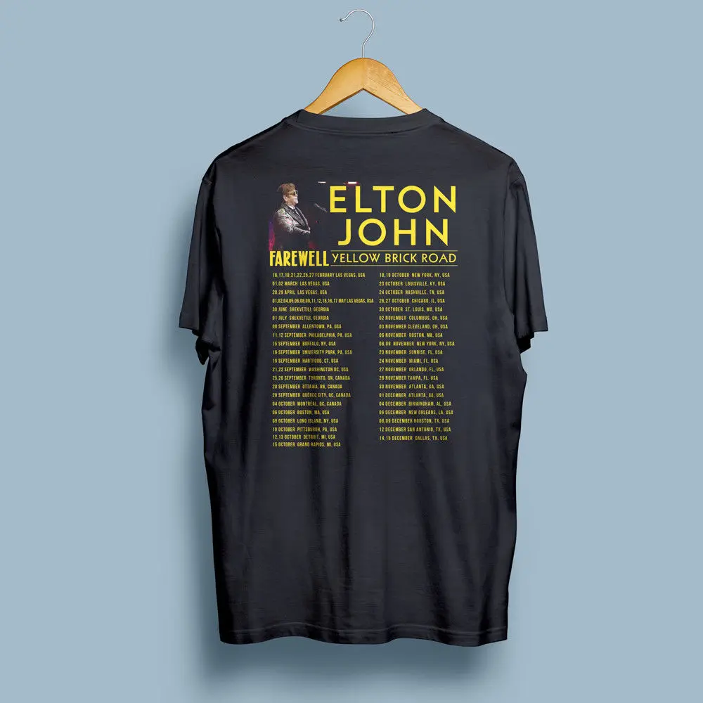 Футболка Elton John Yellow Brick Road Farewell Tour 2018 черная S 4Xl 012873|Мужские футболки| |