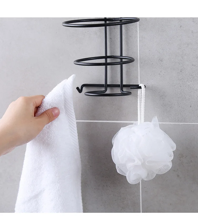 Настенный держатель для фена металлическая полка ванной комнаты органайзер