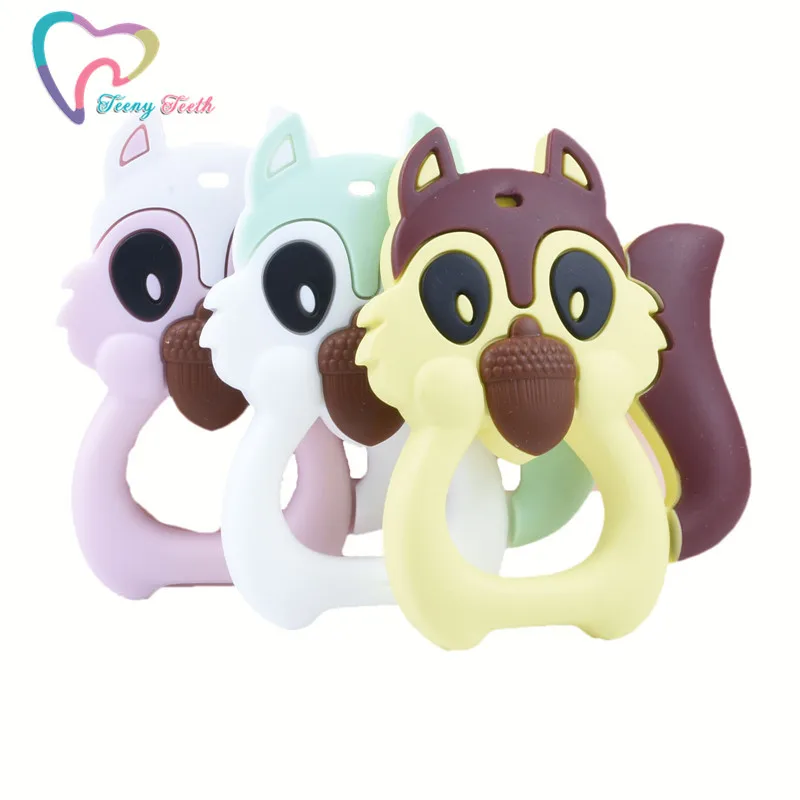 Teeny-mordedores de silicona con forma de ardilla para beb&eacute;, varilla peque&ntilde;a de silicona de grado alimenticio, sin BPA, 1/2 piezas-0