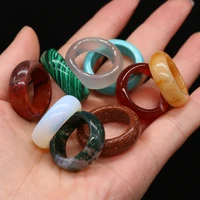 wholesale natural stone finger rings charm turquoise agates opal ring jewelry for women party elegant gifts 8mm