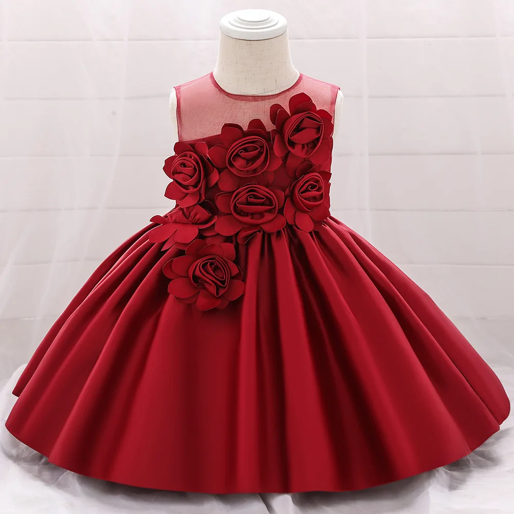 

Infant Baptism White Baby Girl Dress Christmas Toddler Tutu Dress Party 1st Year Birthday Flower Princess Baby Girl Clothing