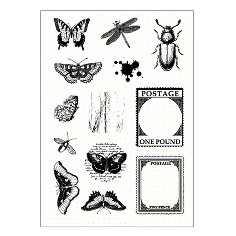 

Insect Butterfly Clear Stamps for DIY Scrapbooking Card Transparent Rubber Stamps Making Photo Album Craft New Stamps Decoration