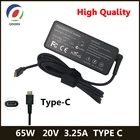 Зарядное устройство USB Type-C для ноутбука Lenovo Thinkpad X1 carbon Yoga X270 X280 T580 P51s P52s E480 E470 s2, 20 в, 3,25 А, 65 Вт