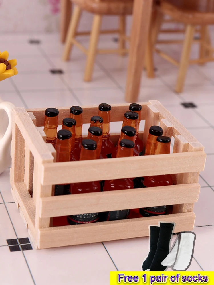 Простая деревянная рамка миниатюрная корзина для хранения еды и бревен модель