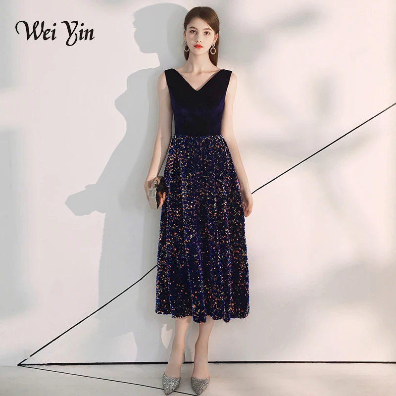 Женское длинное вечернее платье AE0103 темно-синее элегантное ТРАПЕЦИЕВИДНОЕ