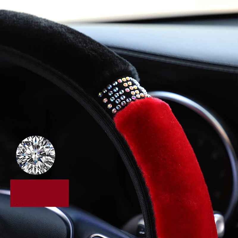 Универсальный 37-38 см Диаметр Мягкие плюшевые Стразы чехол рулевого колеса