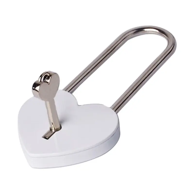 

Heart-Shaped Metal Long Wish Lock Padlock with Key for Lovers Wedding Anniversary Marriage Travel Supplies Portable Gift 066F