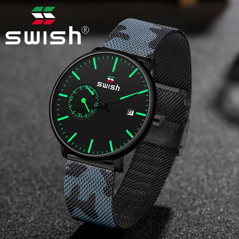 Часы наручные SWISH Мужские кварцевые модные спортивные водонепроницаемые в стиле
