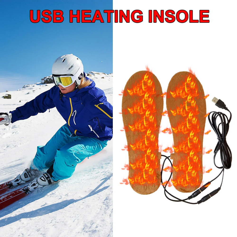 

USB Heating Insole Warm Heater Shoe Insole Plush Healthy Winter Heater Feet Insoles Sock Pad Mat Washable Thermal Skiing Sock