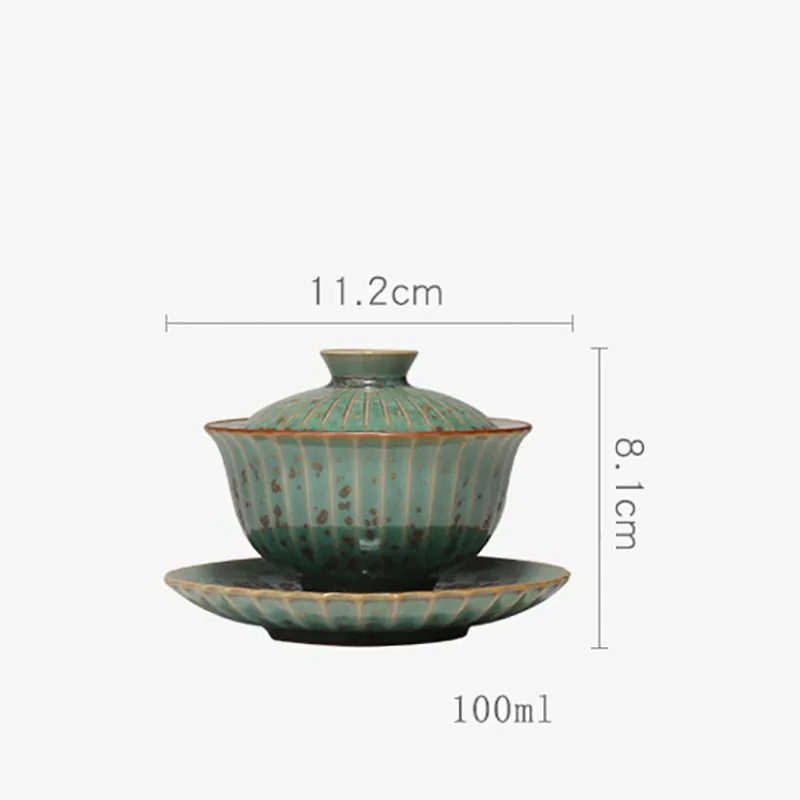 100 мл зеленая глазурованная чайная чаша для замены печи Gaiwan винтажная