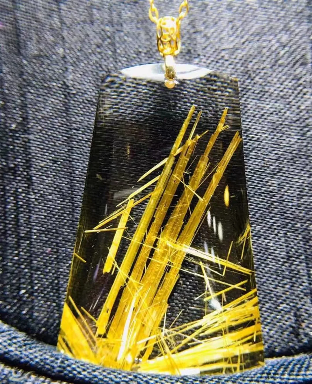 

Natural Gold Rutilated Quartz Pendant Jewelry For Women Man Healing Wealth Stone 36x24x6mm Beads Crystal 18k Gold Gemstone AAAAA