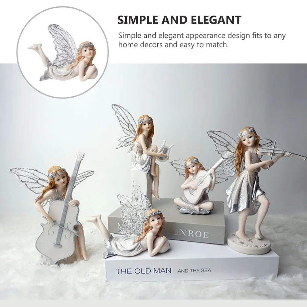 

1pc Creative Angel Shape Ornament Desktop Adornment Resin Craft (Sliver)