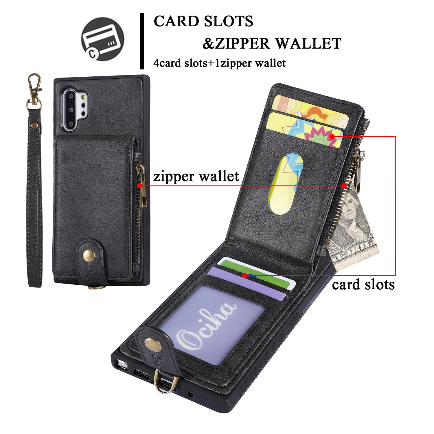 Applicable to Samsung Note10 plus business PU cowhide protective cover Note+ 5G version card back luxury case |
