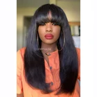 Парики из прямых человеческих волос Light Yaki с челкой, безклеевые малазийские волосы для верхней части головы, парики 250% плотности естественного цветакоричневого цвета 2 #4 #