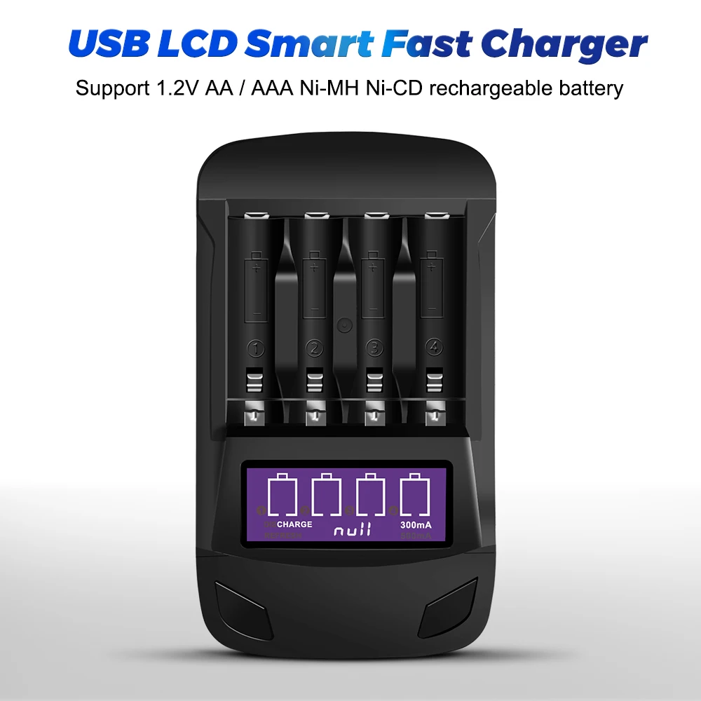 

PALO 1.2V AA AAA Battery Charger USB Smart Recharger For 1.2V NIMH NICD 2a 3a Rechargeable Batteries with LCD display