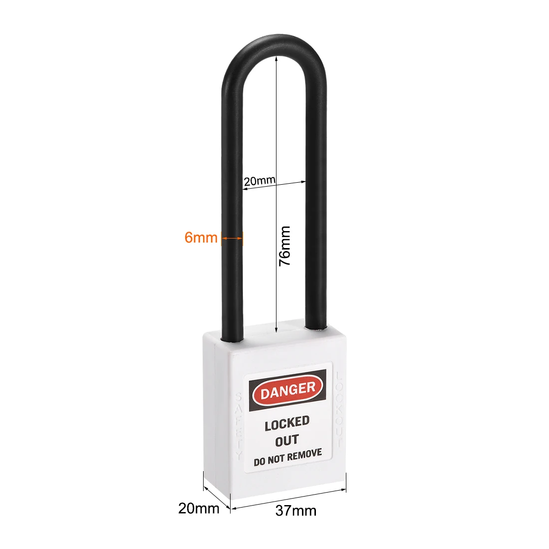 

uxcell Lockout Tagout Safety Padlock 76mm Nylon Shackle Keyed Alike White