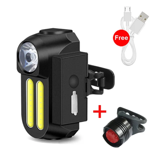 with taillight NEWBOLER 1200mAh велосипедный фонарик USB перезаряжаемый светодиодный фонарь для мотоцикла комплект передних и задних огней Waetproof Велосипедное головное крепление - Цвет: with taillight
