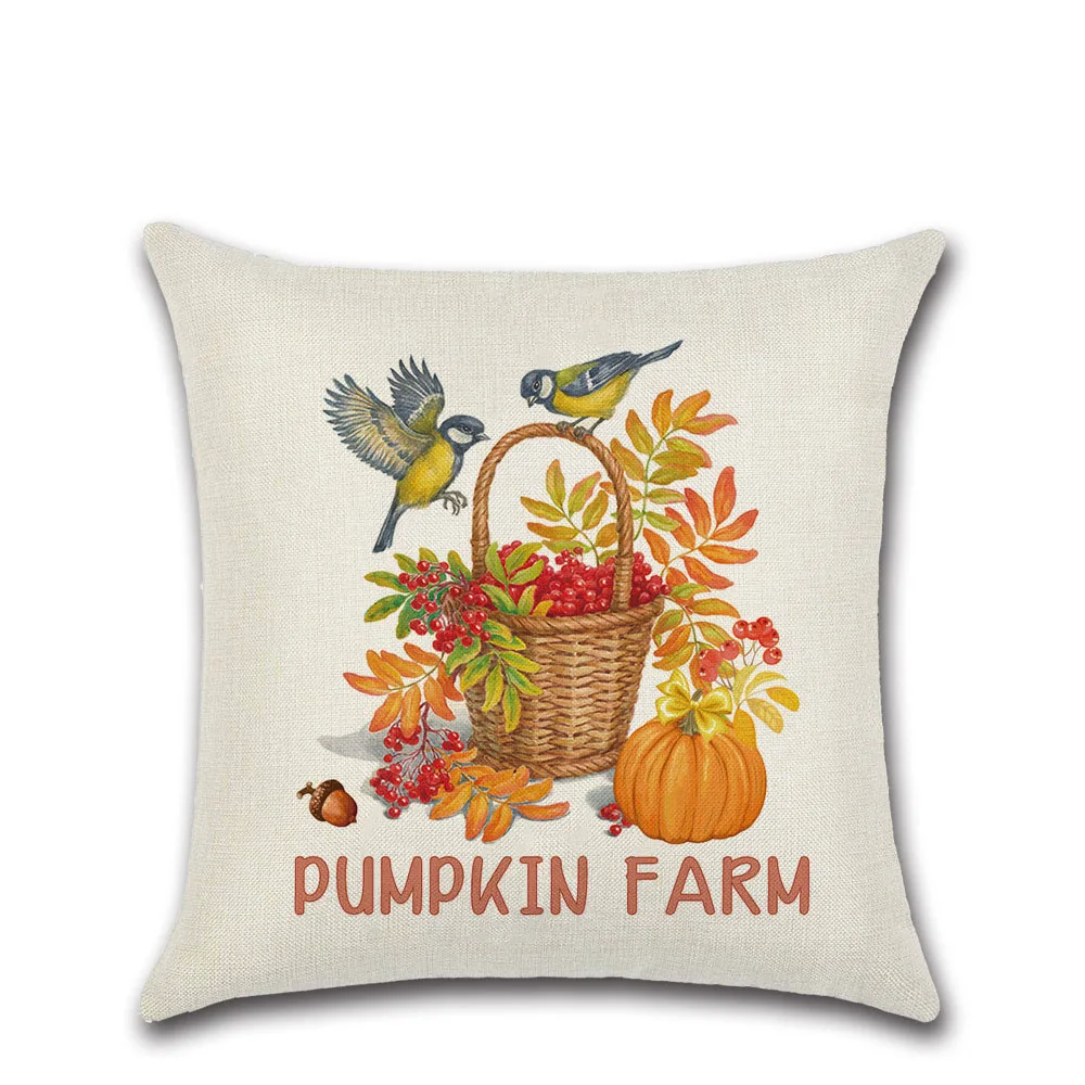 

Thanksgiving Day Theme Cushion Case Home Decor Pillows Cases Pumpkin Wreath Sofa Linen Pillow Covers 45*45cm