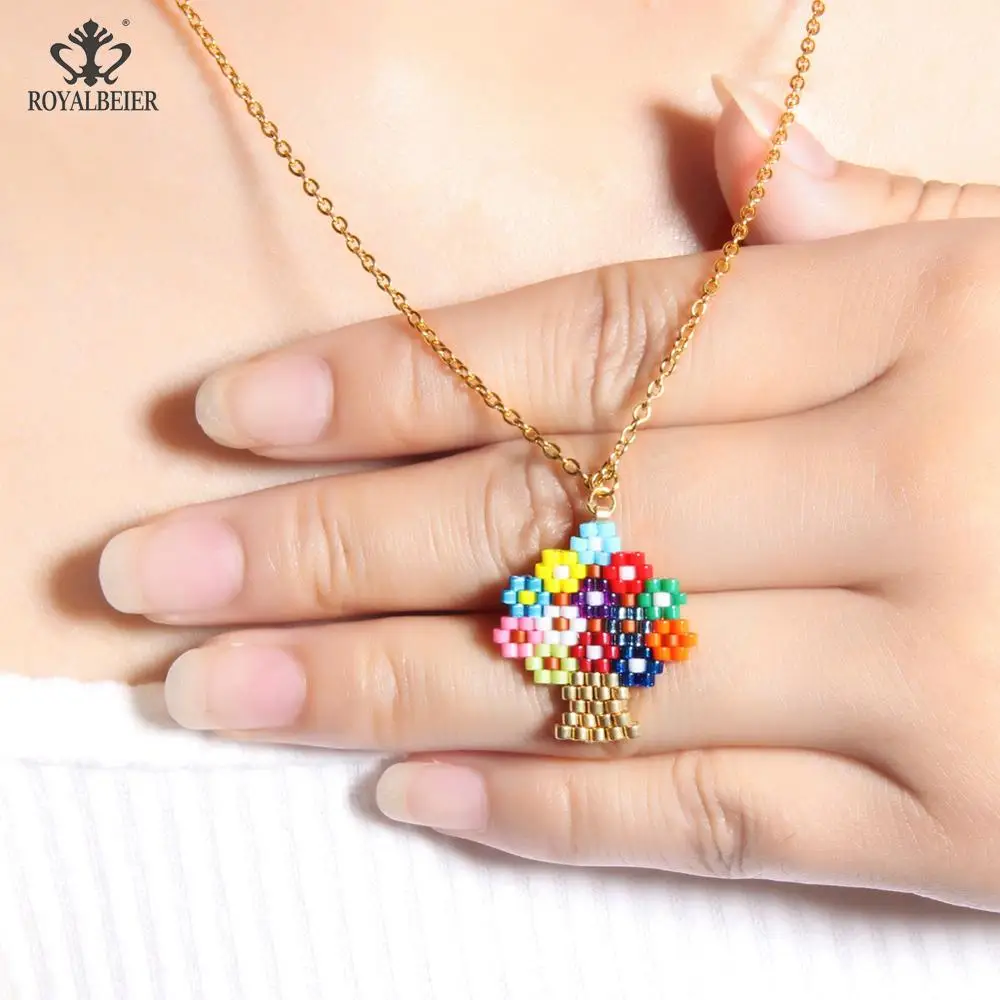 

Женское тканое ожерелье ручной работы, ювелирные изделия древо жизни, колье, ожерелье из золотой цепочки, украшения из бисера, подарок, прямая поставка, 2019