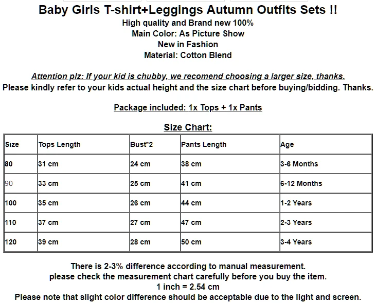 Сезон весна осень Комплект детской одежды из 2 предметов для маленьких девочек