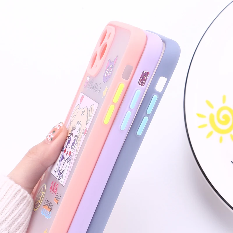 

Sailor Moon Anime Camera Protection Bumper Phone Cases For iPhone 11 Pro Max XR XS Max X 8 7 6S Plus Matte Shockproof Back Cover