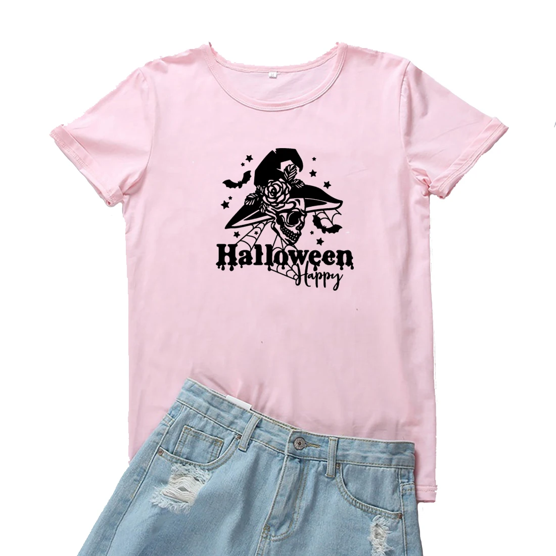 

Halloween Happy T Shirt Women Skeleton Graphic Printed Women T-shirt Short Sleeve Cotton Tee Shirt Femme O-neck Tshirts Women