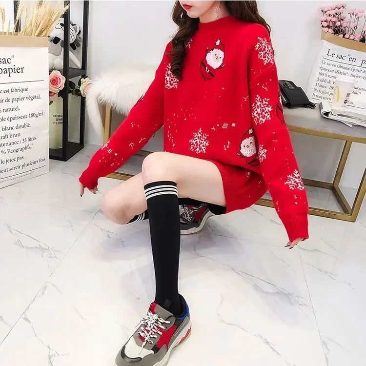 Cheap wholesale 2021 spring autumn new fashion casual warm nice women Sweater woman female OL Christmas sweater women At116