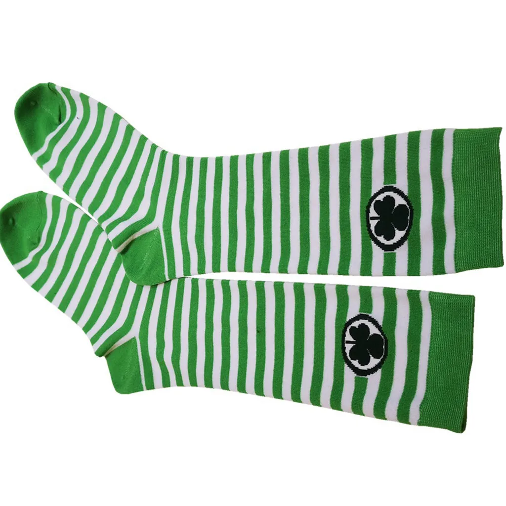 

Hot Sale Striped Spring Clover Women Girls Fashion Irish St. Patrick Festive Stripe Middle Tube Socks Women Socks LW