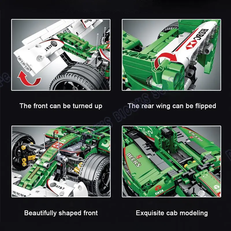 

Green New 1152PCS Racing Car Formula Technic Series Building Blocks Bricks Toys Sports Educational Kids Children