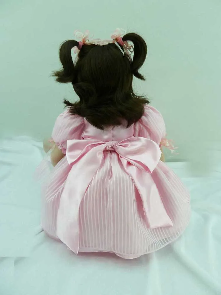 Мягкая силиконовая виниловая кукла-Реборн 60 см игрушка розовое платье
