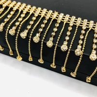 1020cm shiny rhinestone crystal chain tassel fringe trim ribbon diy sewing dress wedding jewelry garment decor costume applique