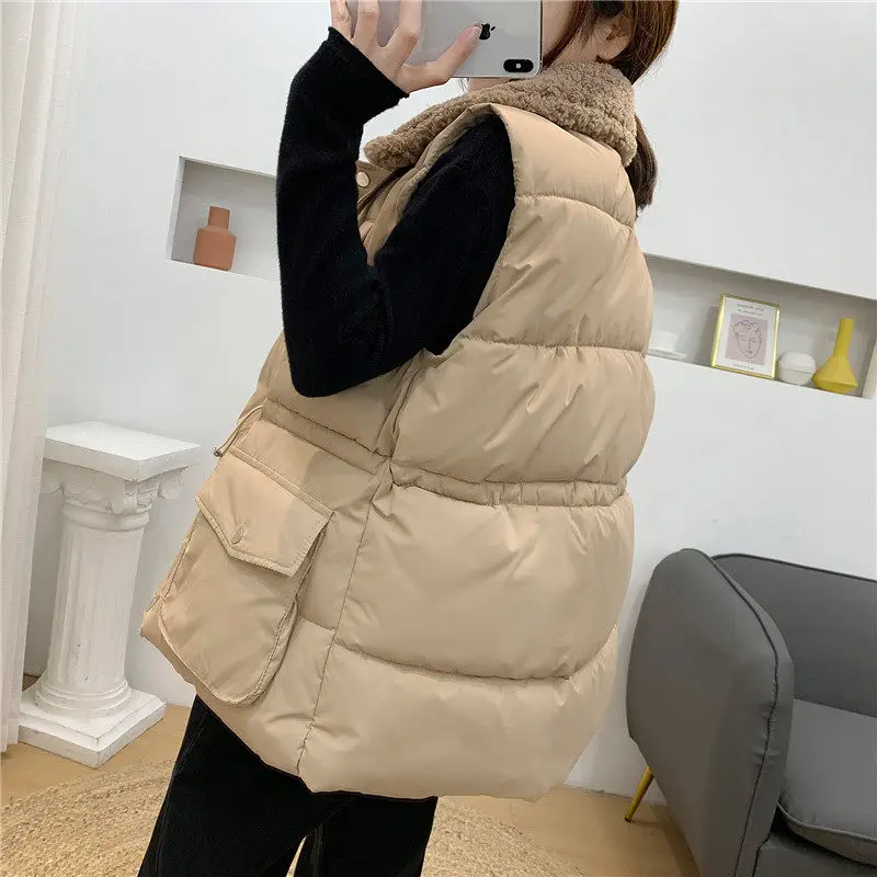 2021 Для женщин Зимняя жилетка из овечьей кожи отложной воротник жилет теплый