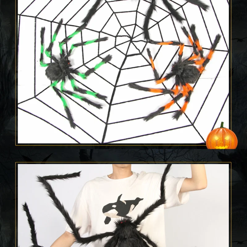 

Horror Giant Black Plush Spider Halloween Party Decoration Props Haunted Halloween Decorations for Home Party