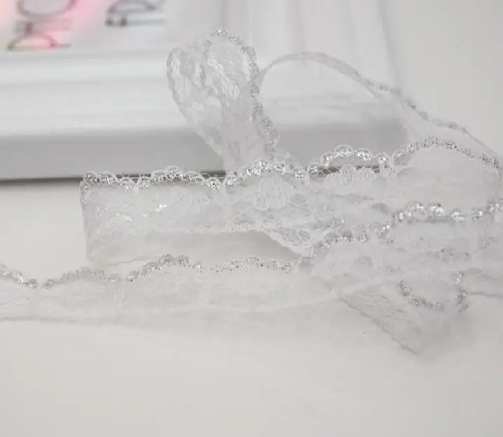 1 ярд 91 см Новая кружевная ткань материалы с вышивкой 8 ленты Цвет серебристый