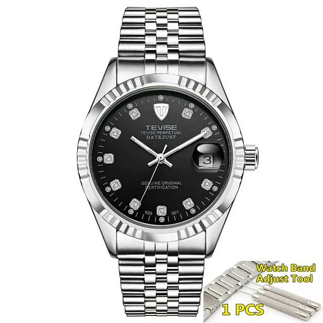 7 silver black Tevise автоматические механические часы, спортивные роскошные Брендовые мужские часы, деловые наручные часы, мужские часы, Relogio Masculino - Цвет: 7 silver black