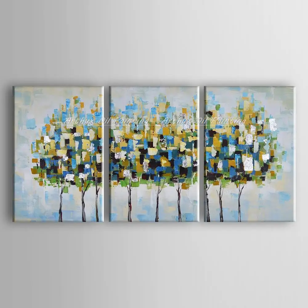 

Arthyx 3 Pcs Hand Painted Abstract Trees Oil Painting on Canvas Modern Wall Art Picture For Living Room Home Decoration No Frame