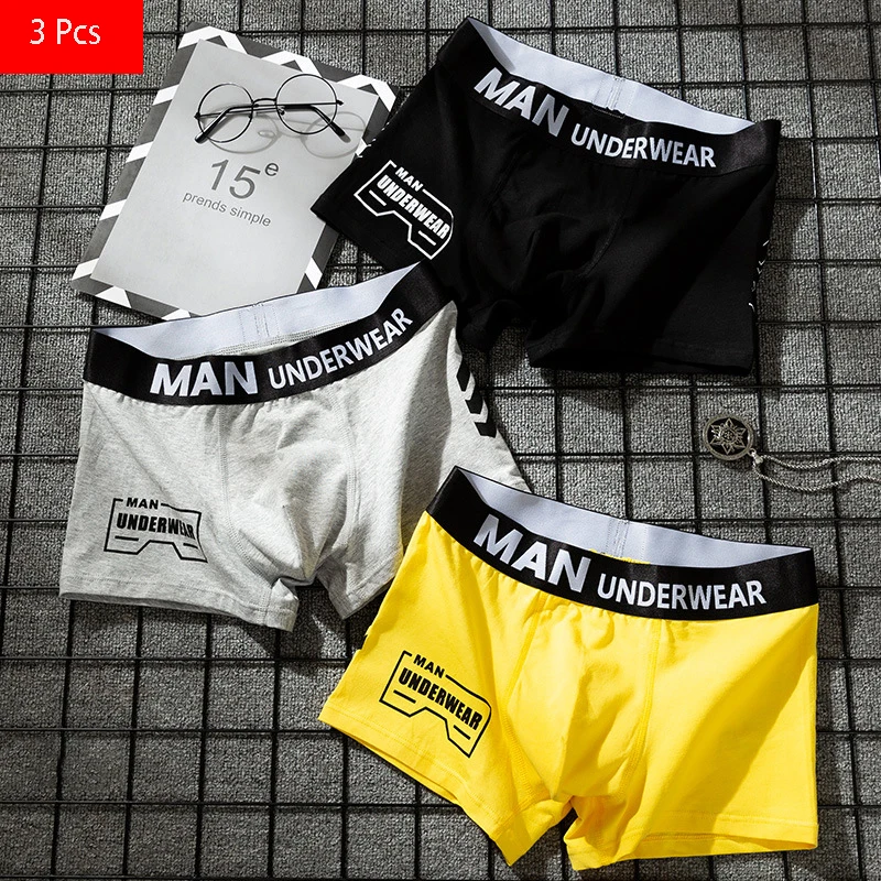 

3pcs Men's underwear boxer men boxershort panties man boxeur homme underpants calzoncillos cotton loose designer 2020