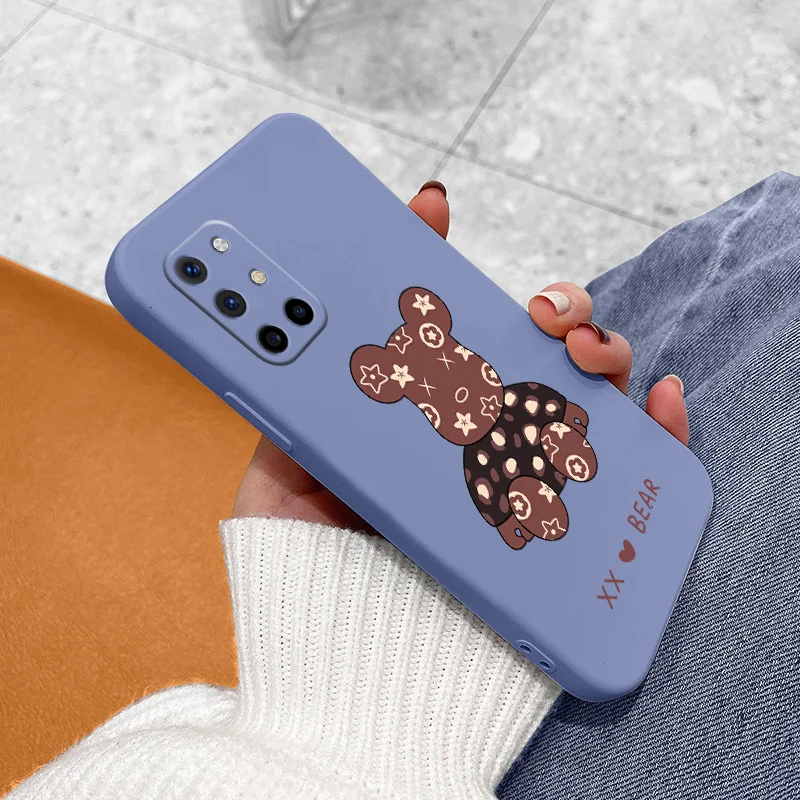 

Print Bear Camera Lens Protect Case For Oneplus 8t 9 9pro pro Square Shockproof Ultra Thin Soft Liquid Silicone Phone Cover