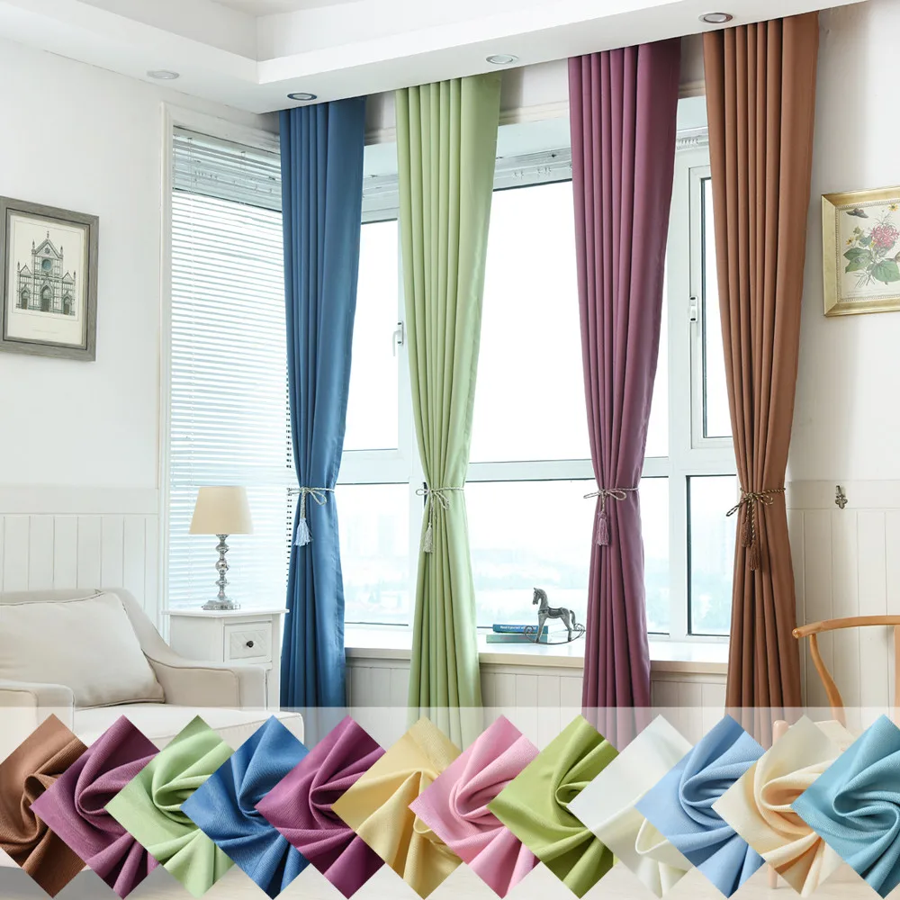 

Solid Color Living Room Curtains for Window Door Jinya Home Decoration Velvet Polyester Fabric Custom Kitchen Bedroom Valances