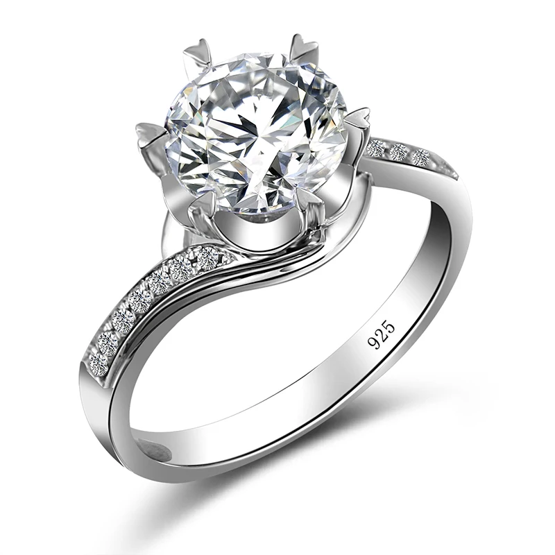 

2ct 925 Sterling Silver Rings D Color VVS Woman Moissanite Ring White Gold Color Luxury Engagement Eternity Jewelry