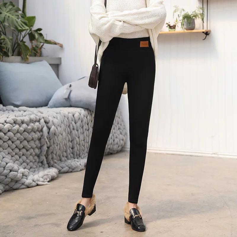 

Autumn And Winter New Style Berber Fleece Leggings Brushed And Thick Outer Wear One -Piece Trousers High-waisted Warm-keeping Pa