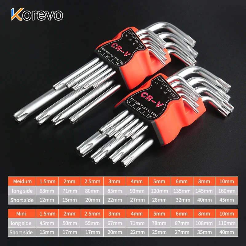 

Industrual-Grade Inner Hexagon Wrench Ball Head Type Flat Head Steel End Torx End Hex Wrench Allen Hexagon Key Hand Repair Tool