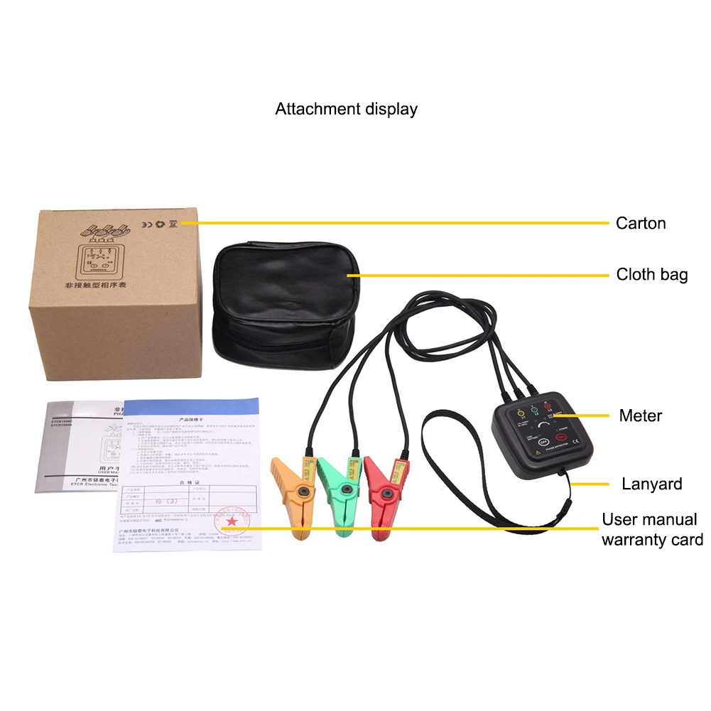 Цифровой светодиодный дисплей 3-фазный измеритель последовательности фаз