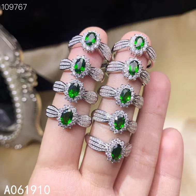 

KJJEAXCMY Boutique Jewelry 925 Sterling Silver Inlaid Natural Diopside Gemstone Female Ring Popular Support Detection Trendy